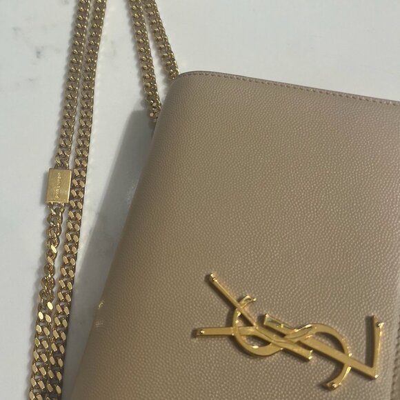 YSL Kate Medium Grain De Poudre Embossed Leather Dark Beige - Picture 4 of 10